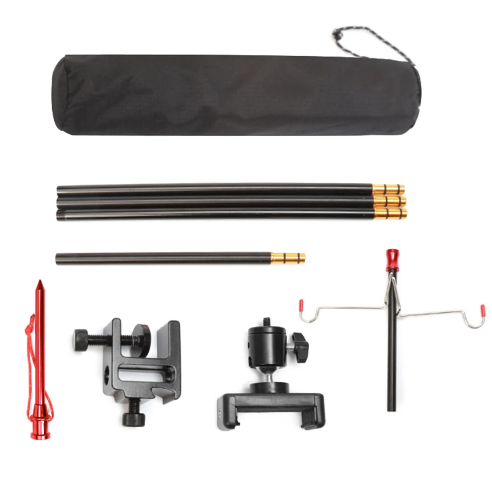 

Outdoor Folding Lamp Pole Light Stand Ground Desktop Fixing Mount Holder Aluminum Alloy Camping Hiking Fishing Light Holder Hook