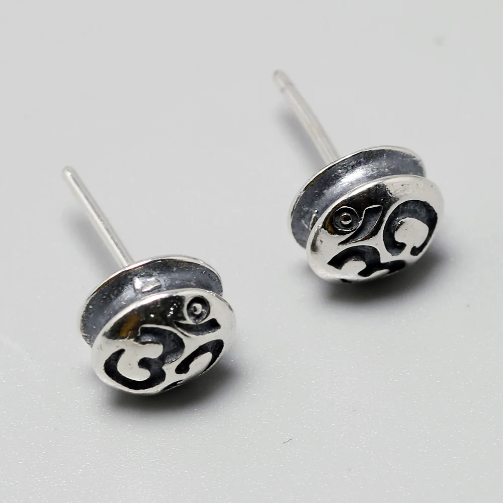 Подлинные 925 пробы серебряные серьги мантра для мужчин и женщин Ом Мани Падме Хум