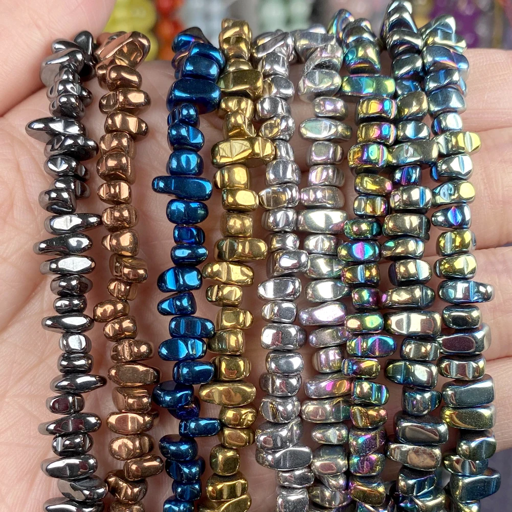 5-9mm Doğal Renkli Çakıl Hematit Cips Taş Yuvarlak Gevşek halka boncuk Takı Yapımı için Bilezik Diy