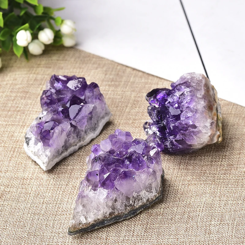 1PC 100% Natural Amethyst Cluster Quartz Healing Stone Crystal Point Specimen Home Decor Purple Feng Shui Ore Mineral Gift - купить по