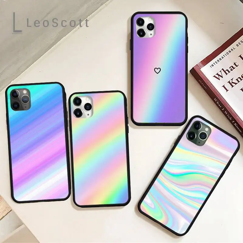 

Beautiful glossy rainbow Phone Cases for iPhone 11 12 pro XS MAX 8 7 6 6S Plus X 5S SE 2020 XR Soft silicone cover funda coque