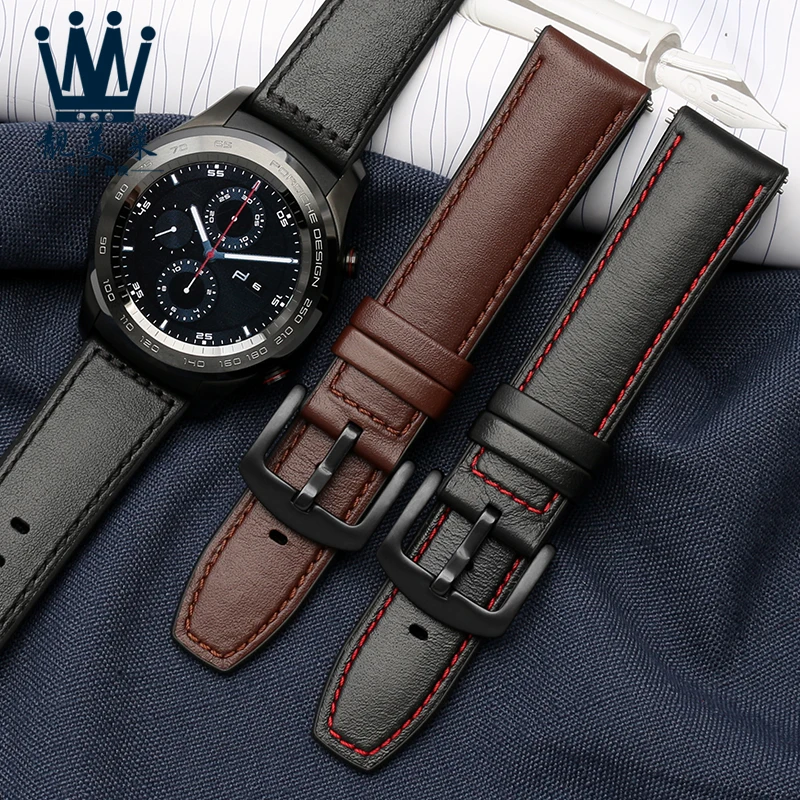 22mm Genuine Leather + Silicone Watchband  For Huawei watch 2 Pro/GT ticwatc2in 1 Strap Fashion Men's Replacement Quick release