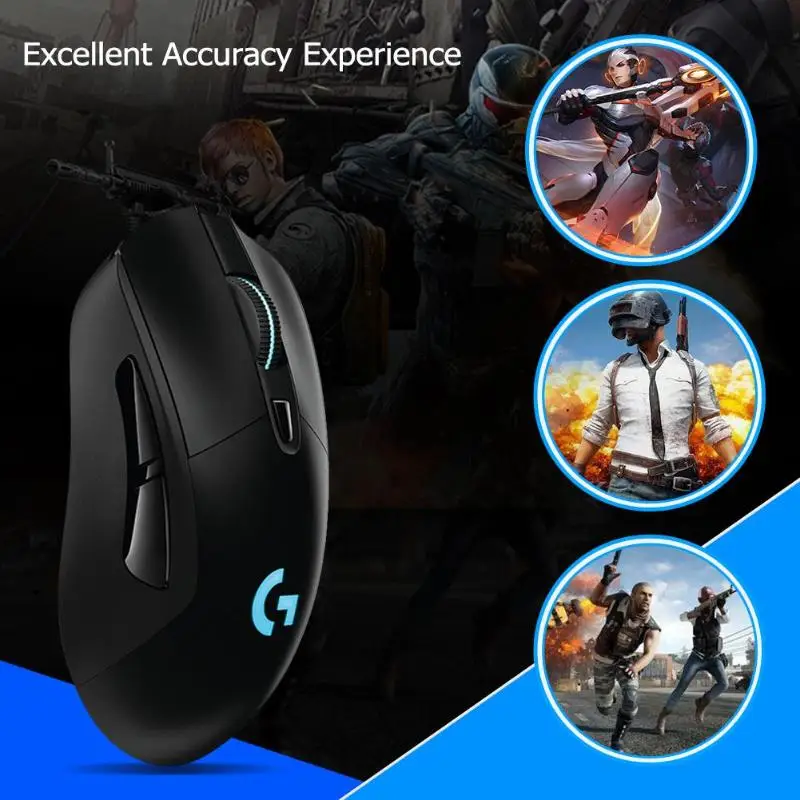 Logitech G403 Проводная игровая мышь USB RGB Подсветка 12000 Точек на дюйм 6 кнопок Высокая точность программируемый геймерская мышь, клавиатура для PUBG портативных ПК