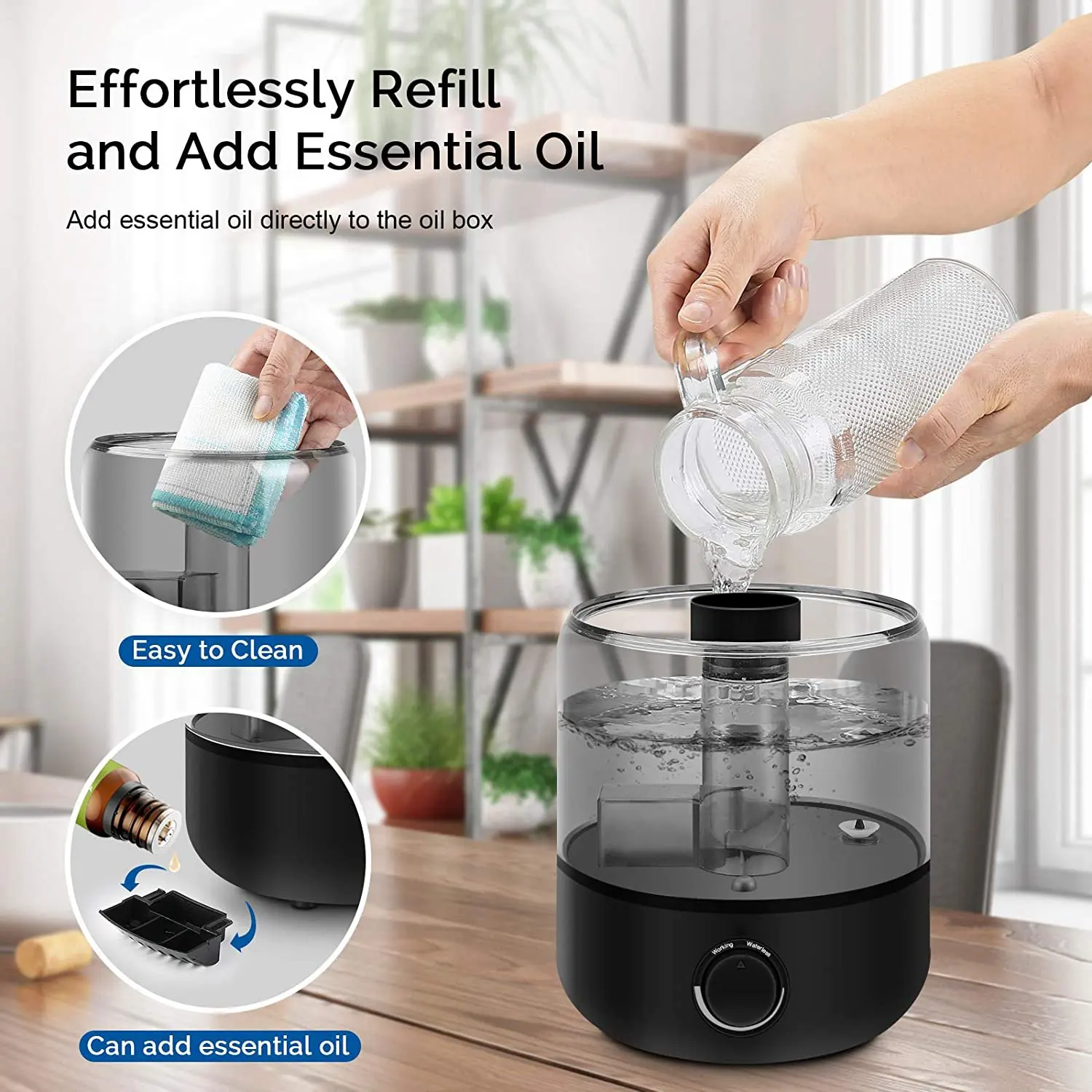 

Ultrasonic Cool Mist Humidifiers 3L,USB Portable Quiet Desk Diffuser for Large Bedroom Home Office Room