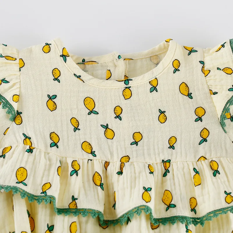 

MILANCEL 2021 Spring Baby Bodysuits Casual Girls One Piece Lemon Print Toddler Outfit