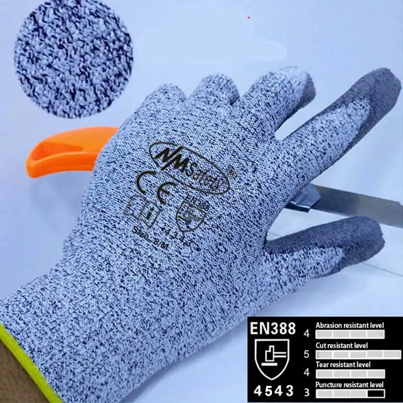 

Защитные рабочие перчатки, высококачественные вязаные хлопковые перчатки с защитой от порезов, стандарт CE, уровень 5