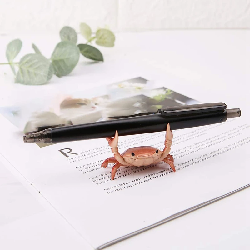 

Pen Holder Desk Organizer Japanese Creative Cute Crab Weightlifting Crabs Penholder Plastic Bracket Storage Rack Gift Stationery