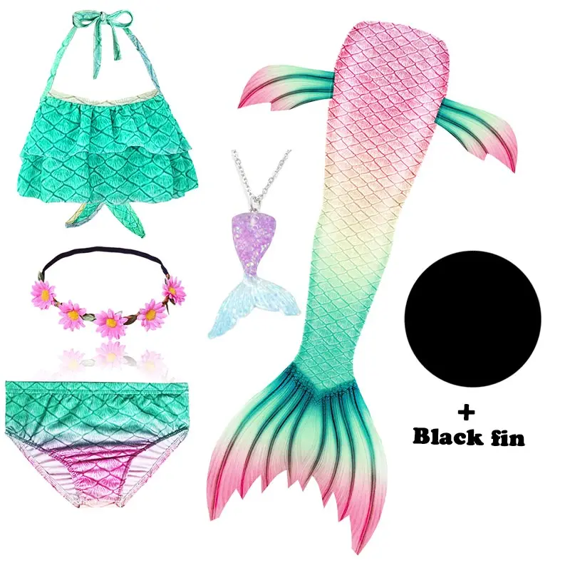 Детский женский костюм русалочки купальник в виде костюма Ариэль с хвостом и