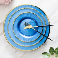 nordic phnom penh cold glass plate creative round multicolor fruit plate western food saucer living room plate decoration plate