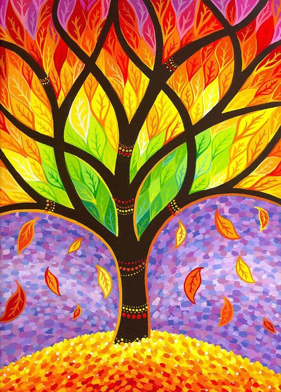 

JMINE Div 5D abstract fall tree Full Diamond Painting cross stitch kits art High Quality Plant 3D paint by diamonds