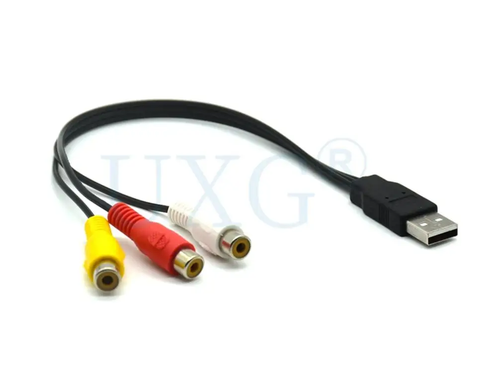 

Usb Male Plug To 3 Rca Female Audio Converter Video Av A/V Usb To Rca cable