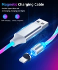 Магнитный USB-кабель с потоком, светящийся светодиодный светящийся кабель для iPhone X Micro Type C OPPO Reno2 Z K5 для Huawei для Samsung, магнитное зарядное устройство