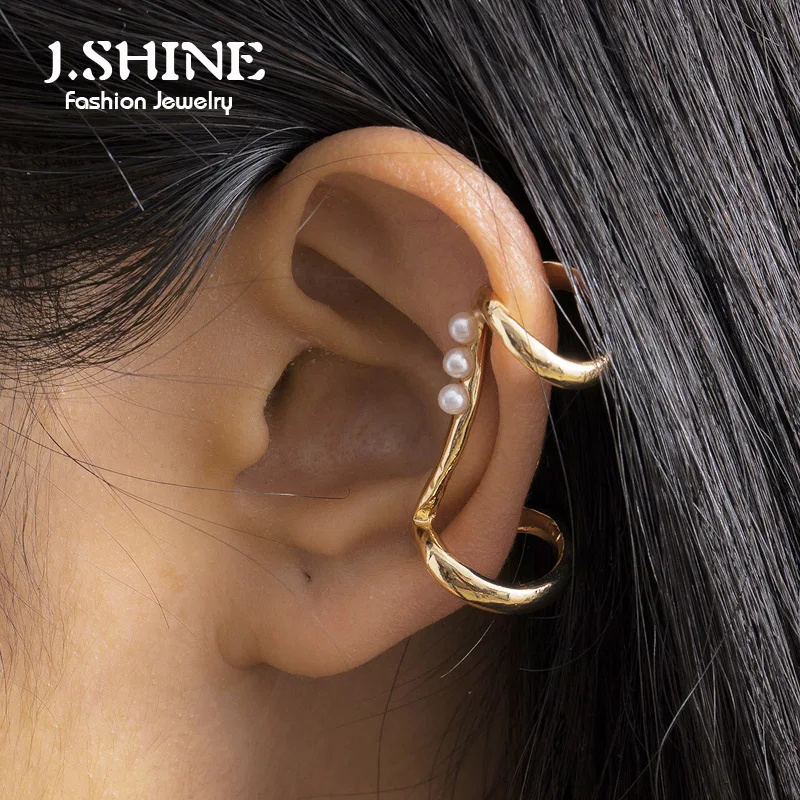 JShine модные серьги клипсы в стиле панк с имитацией жемчуга и геометрическим