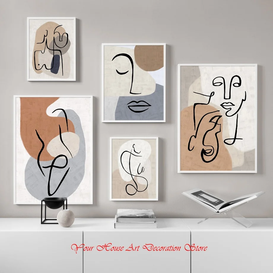 

Nordic Abstract Line Color Block nude Body Face Art Canvas Painting Pictures Art Poster Print Living Room Home Wall Decoration