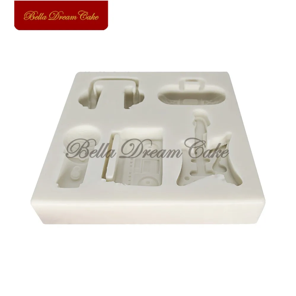 Радио/гитара/гарнитура/силиконовая форма для помадки аксессуары украшения торта