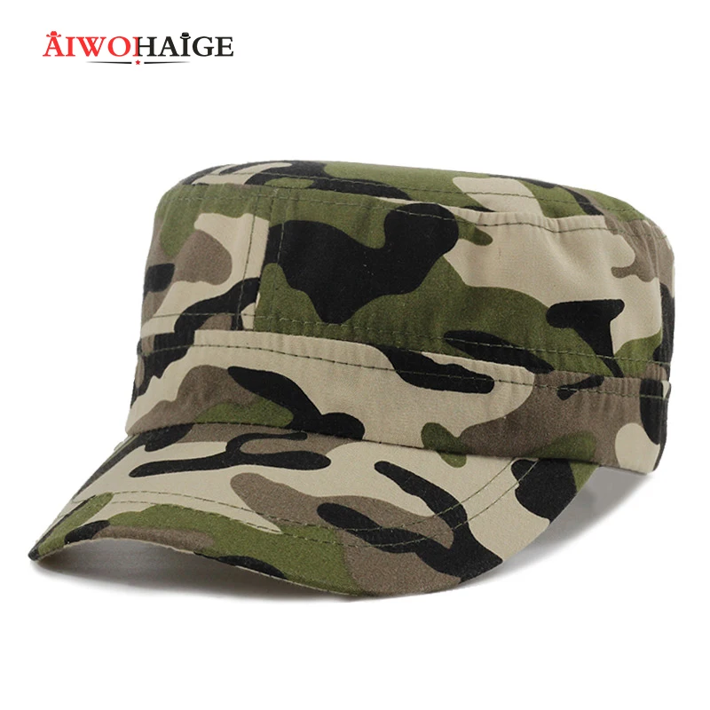 

2021 New camouflage military cap high quality flat hats man woman vintage camo army trucker solid dad hat men's caps bone cotton