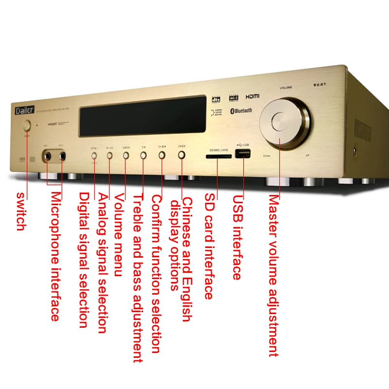 Усилитель высокой мощности 800 Вт 5 1 4K домашний кинотеатр HDMI HD DTS стандартная