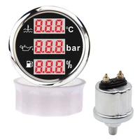 0 10 bar oil pressure gauge with npt 18 m10x1 sending unit water temperature meter 3 in 1 digital fuel level gauge voltmeter