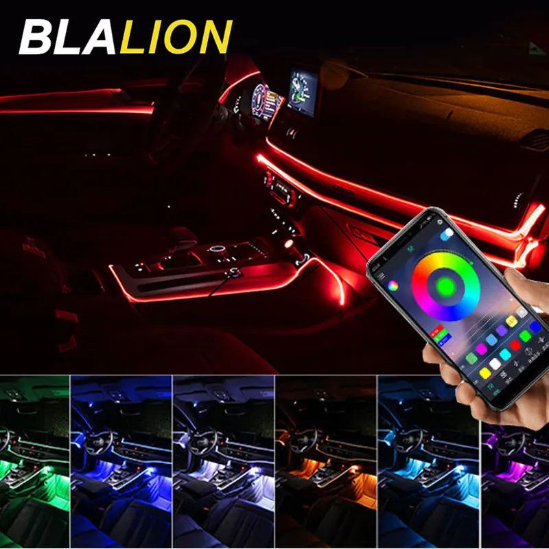 12V аксессуары для автомобильного интерьера атмосферная лампа Гибкая El неоновые