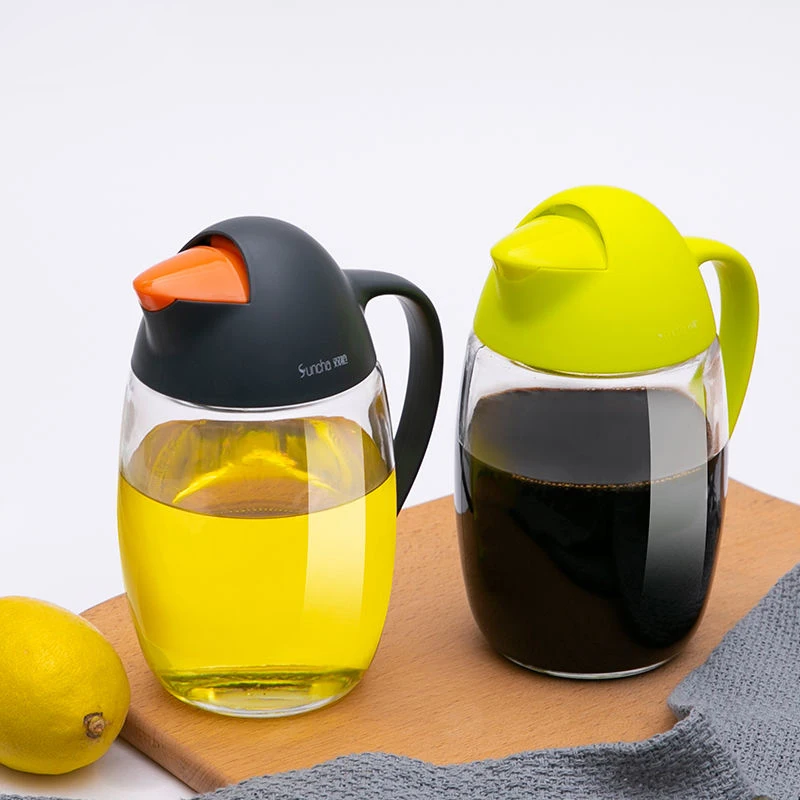 

Oil Can Sauce Seasoning Bottle Seasoning Bottle Plastic Handle Glass Leakproof Automatic Opening and Closing Glass Canister Set