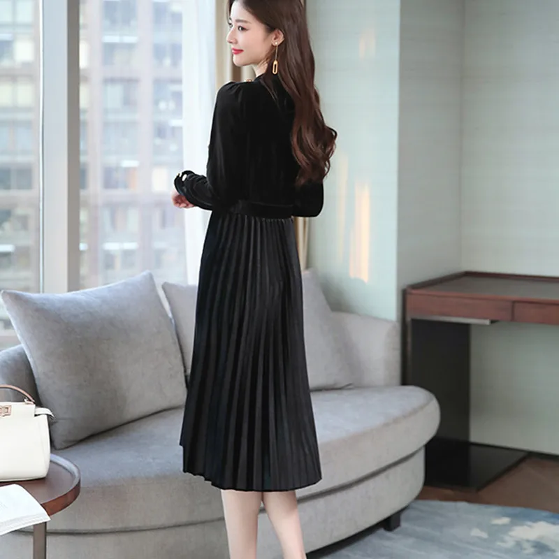 Платье для мамы размера плюс с поясом на весну и зиму женское винтажное