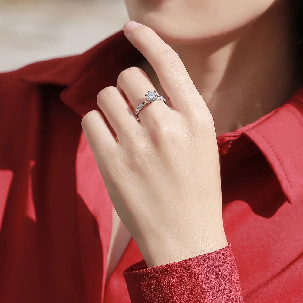 

CDE Cushion Cut Petite Adjustable Six-claw Simulated Diamond CZ Engagement Rings Women Rhodium Plated 925 Sterling Silver Ring