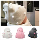 Детская эластичная вязаная шапка; Сезон весна-осень-зима; Яркие помпоны; Милая Детская Повседневная теплая шапка