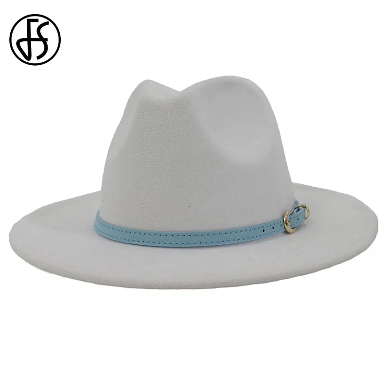 FS Для мужчин женщин шляпа с широкими полями шерсть фетровая Панама Шапки