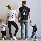 Семейные комплекты; Хлопковая Футболка для всей семьи; Милая футболка с принтом панды; Летняя одежда для папы и мамы