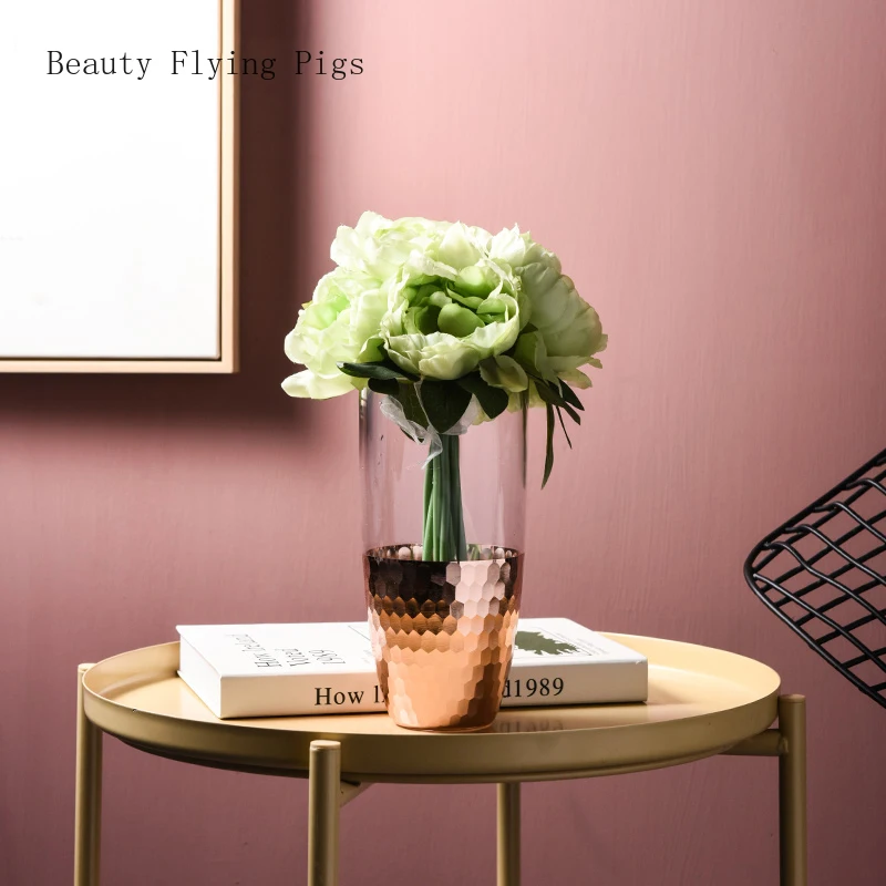 1 шт. Nordic простой золото фольга стеклянная ваза магазинов и домашнего