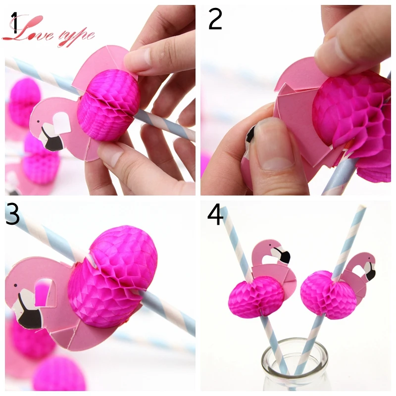 12 шт Фламинго 3D Коктейльные соломенные одноразовые вечерние украшения для детей