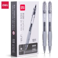 deli s128 office gel pen 0 5mm spring head ultra fine finance gel pen black ink refill gelpen school office supplies pens