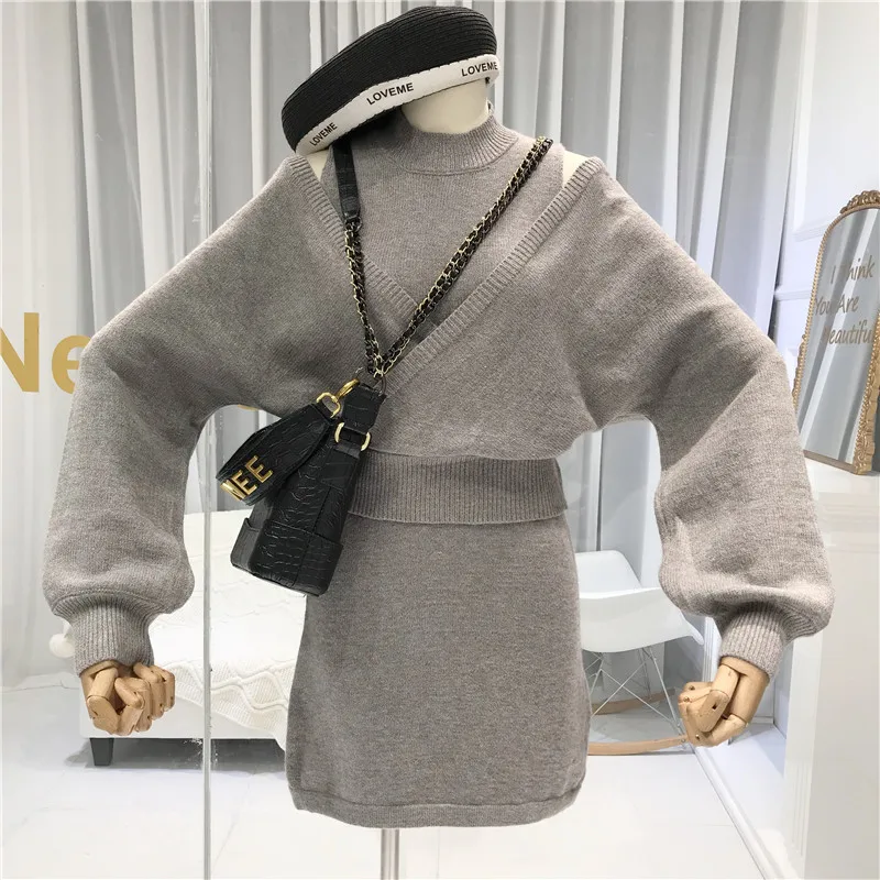 Пикантный костюм во французском ретро стиле на осень и зиму вязаное