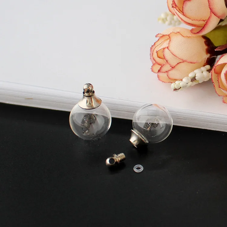 12MM Clear Ball 5 шт Пустой полый стеклянный шар с металлической винтовой крышкой и резиновым уплотнением стеклянный флакон-кулон, ювелирные изделия, поиск - Окраска металла: 12MM Clear Ball