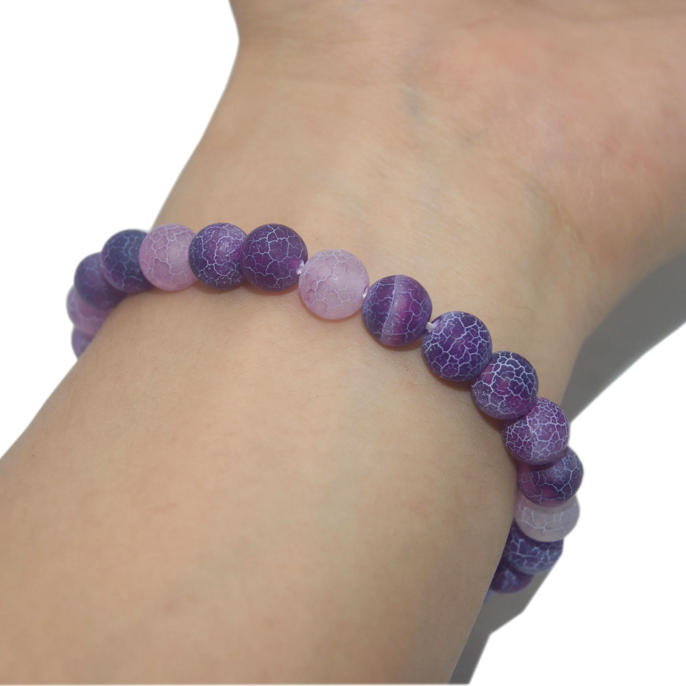 Purple agate 6 8 10 мм модный натуральный камень браслет для мужчин тигровый глаз Кристалл Агаты нашли жемчуг Йога стрейч браслет для пары - Окраска металла: Purple agate