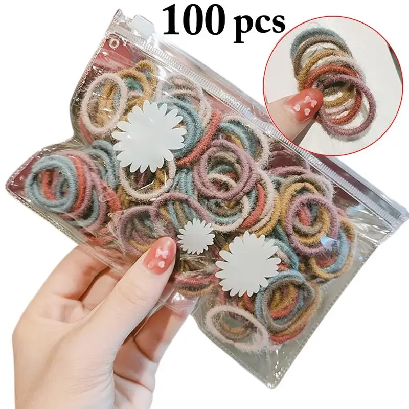 

100 шт. резинки для волос в разных стилях для девочек резинки для волос веревки для детей эластичная резинка для женщин резинка для волос аксе...