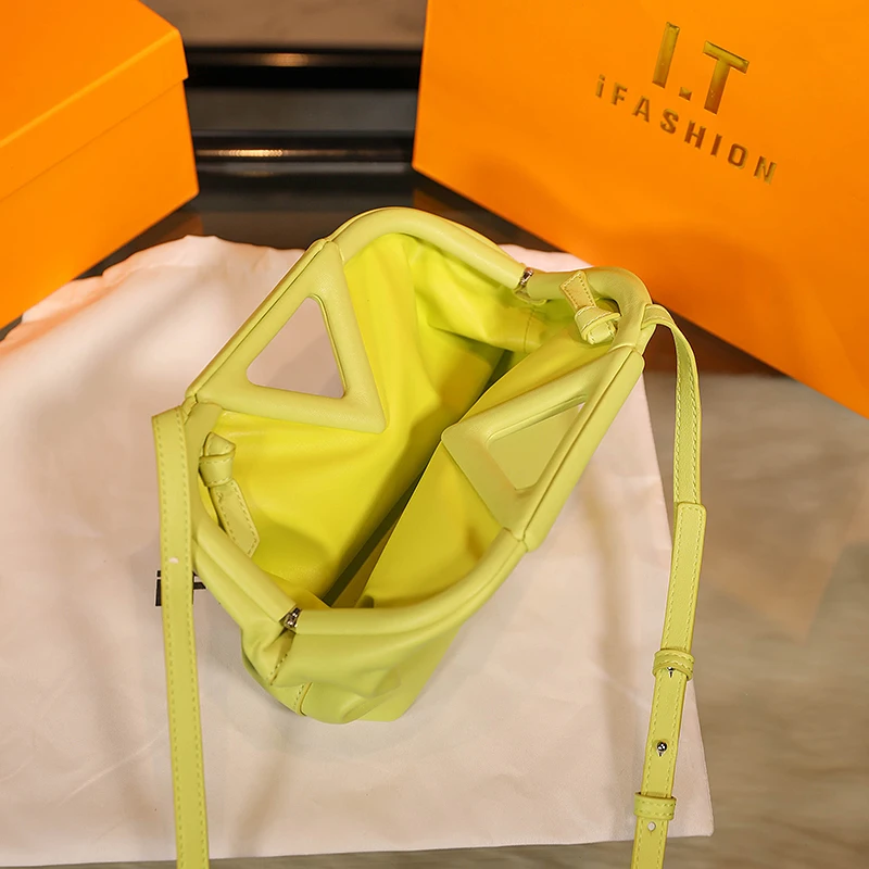 

Luxury Brand Handbag Inverted Triangle Handle Leather Clutches Purses Crossbody Bags For Women Fashion Shoulder Bag Lady Satchel