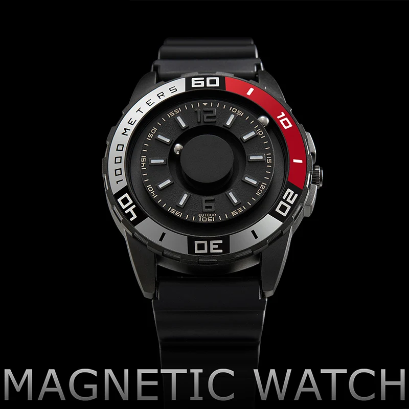 Magnetic Watch Мужские часы с магнитными бусинами, черные, серебристые, многонациональные, магнитные, с шариковым циферблатом, мужские резиновые военные спортивные мужские наручные часы Reloj - Цвет: Magnetic Watch