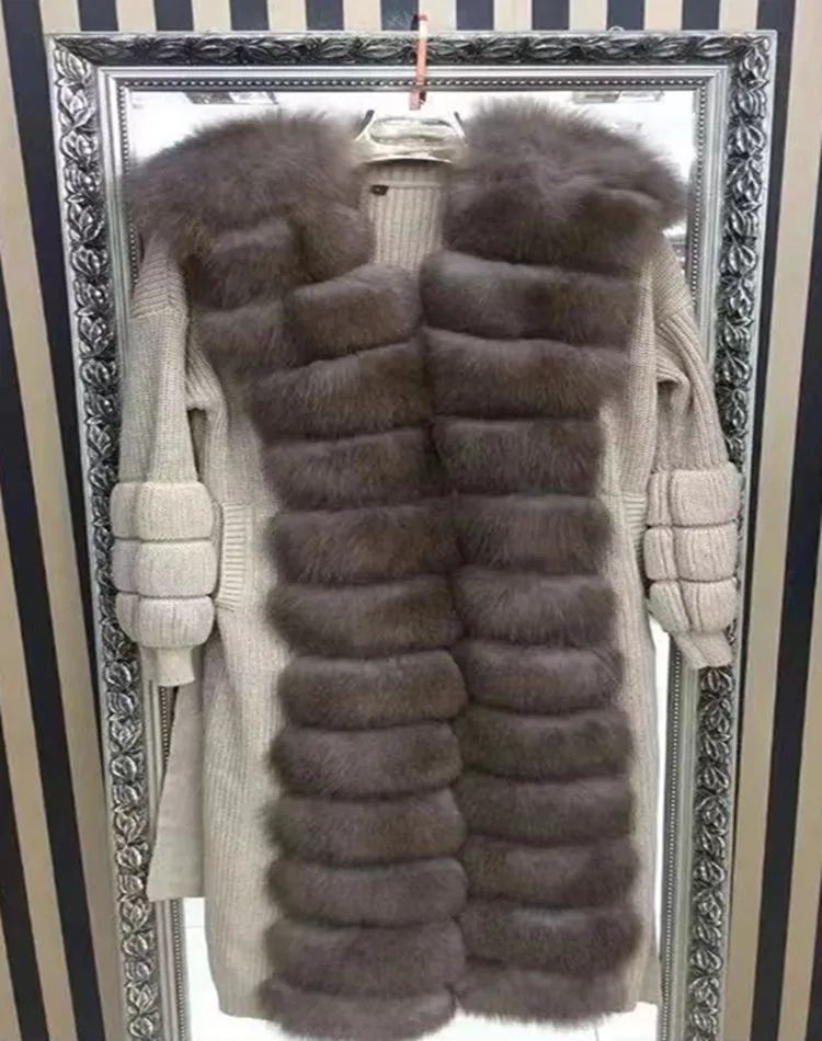 2019 100% шерстяное Женское пальто с лисой Тканое осенне-зимнее из натурального меха