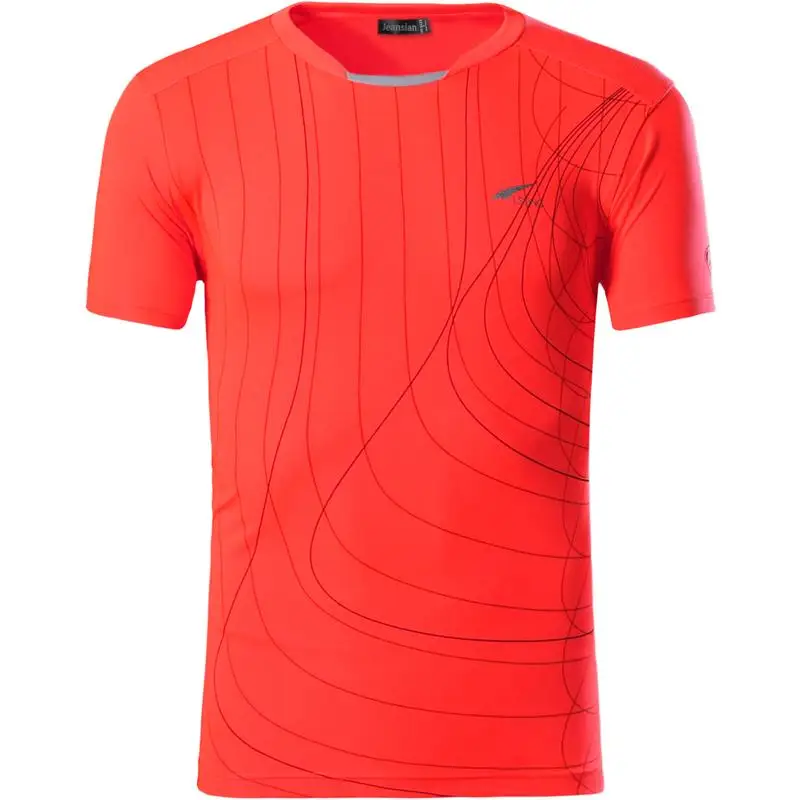 

Jeansian Men's Sport Tee Shirt Tshirt T-shirt Running Gym Fitness Workout Football Short Sleve Dry Fit LSL606 Red