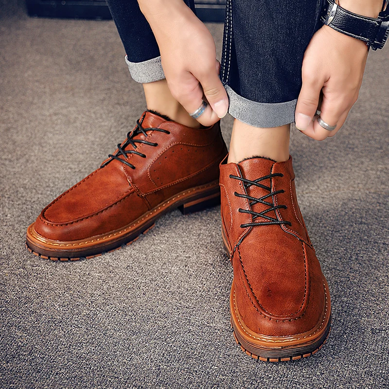 HUNNISE/повседневные мужские ботинки качественные мотоциклетные из искусственной