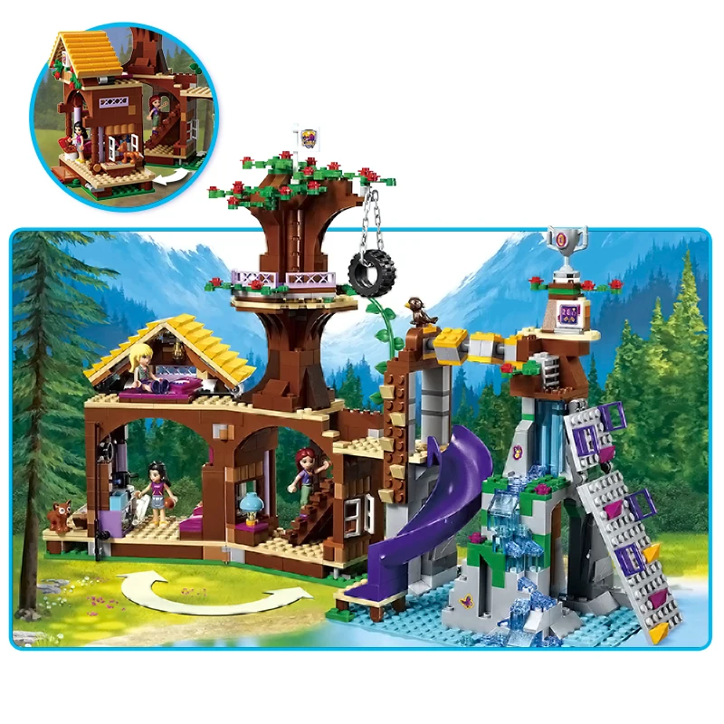 

739pcs Friend Adventure Camp Tree House Building Blocks Compatible city girl figure Bricks Educational Toy For Children