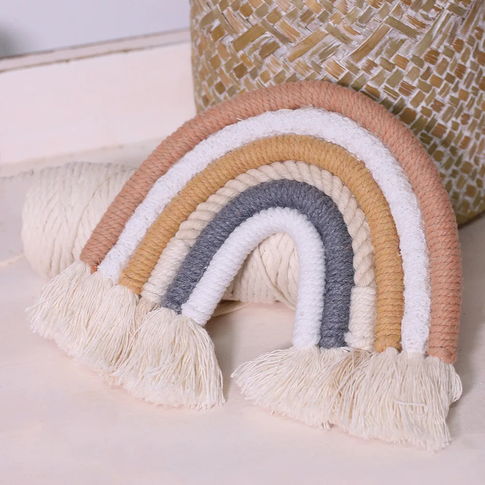 Радужная Стена D \ u00e9cor красочные ручной работы Макраме Тканые настенные