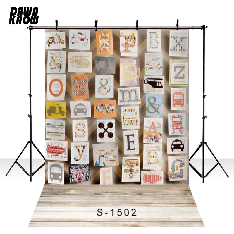Виниловый фон для детской фотосъемки с изображением мультяшных букв dawnзнаем S1502 |