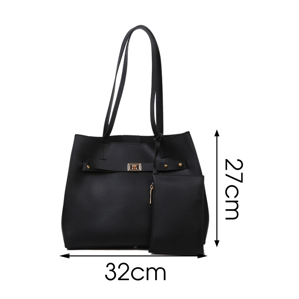 

High Capacity Solid Color PU Leather Crossbody Bags For Women 2020 Bucket Bags Lady Handbags With Wide Belt Travel Handbags