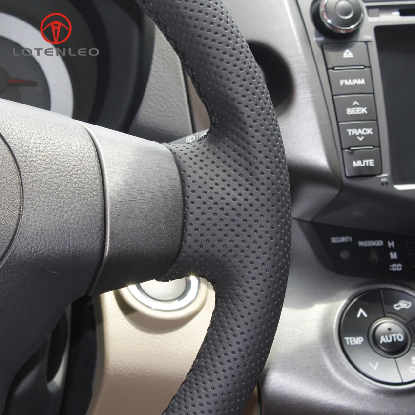 

LQTENLEO Black Genuine Leather DIY Car Steering Wheel Cover For Toyota RAV4 2006-2012 Vios 2008-2013 Yaris 2007-2011