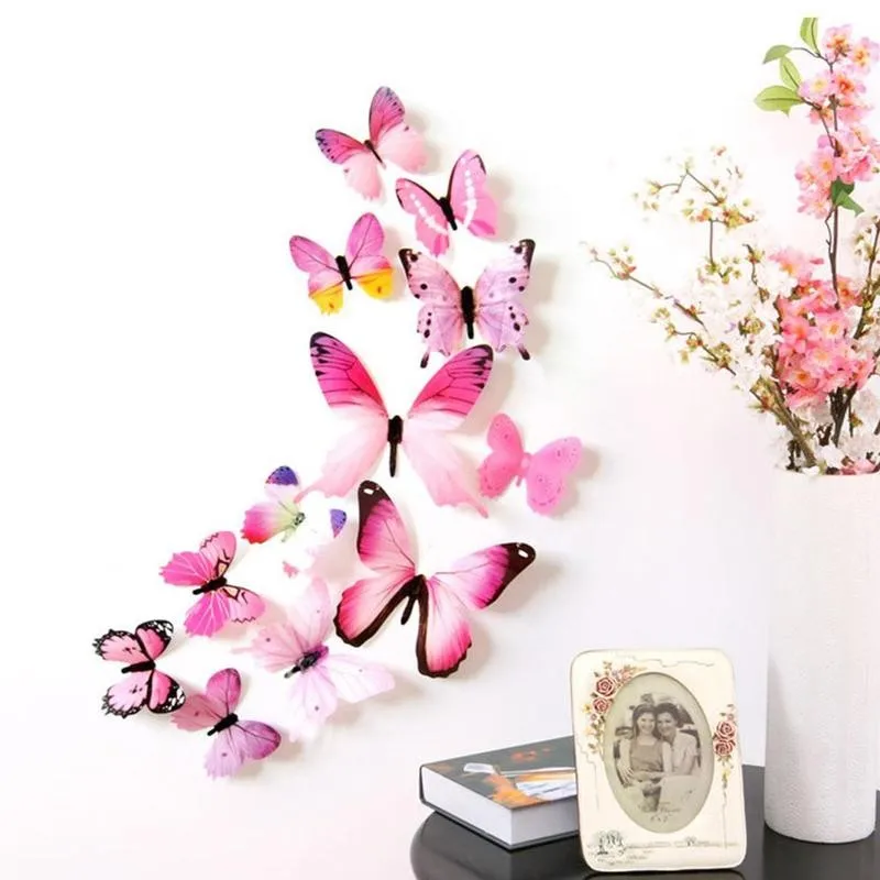 12 шт./компл. наклейки на стену с бабочка полые ПВХ обои для дома номеров Наклейки