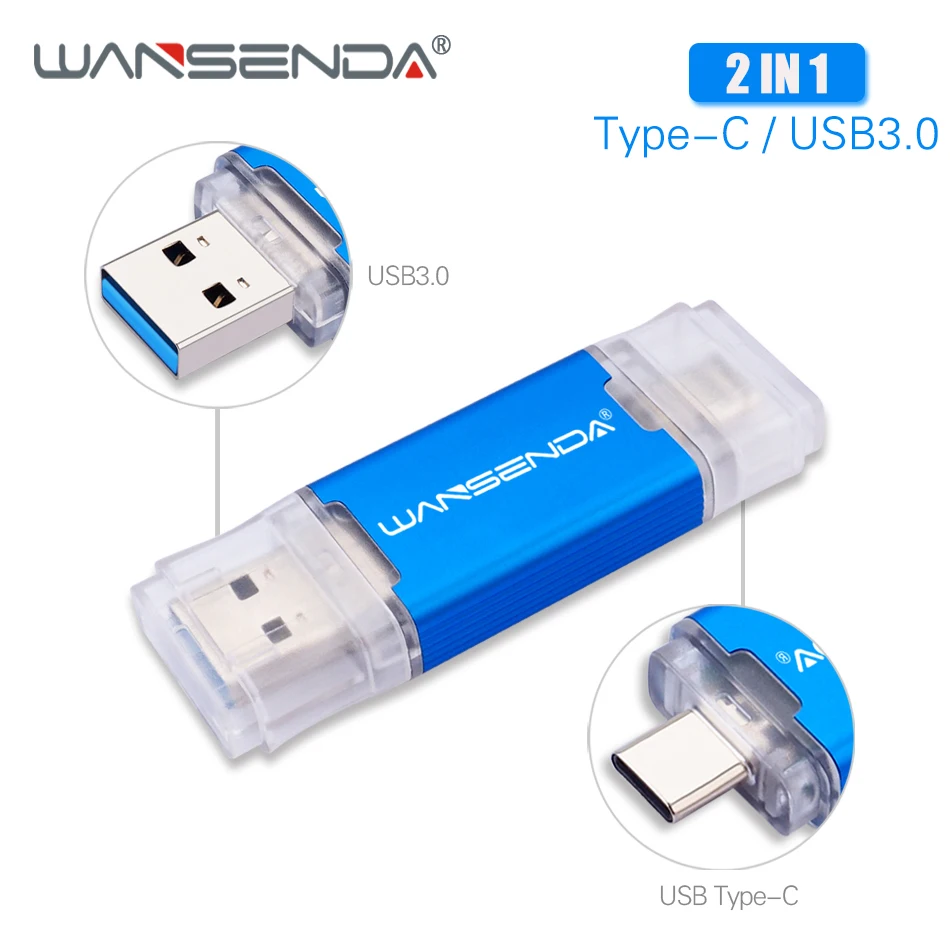 WANSENDA USB флэш накопитель OTG 2 в 1 USB3.0 & Тип C 512 ГБ 256 128 Гб 64 оперативной памяти 32