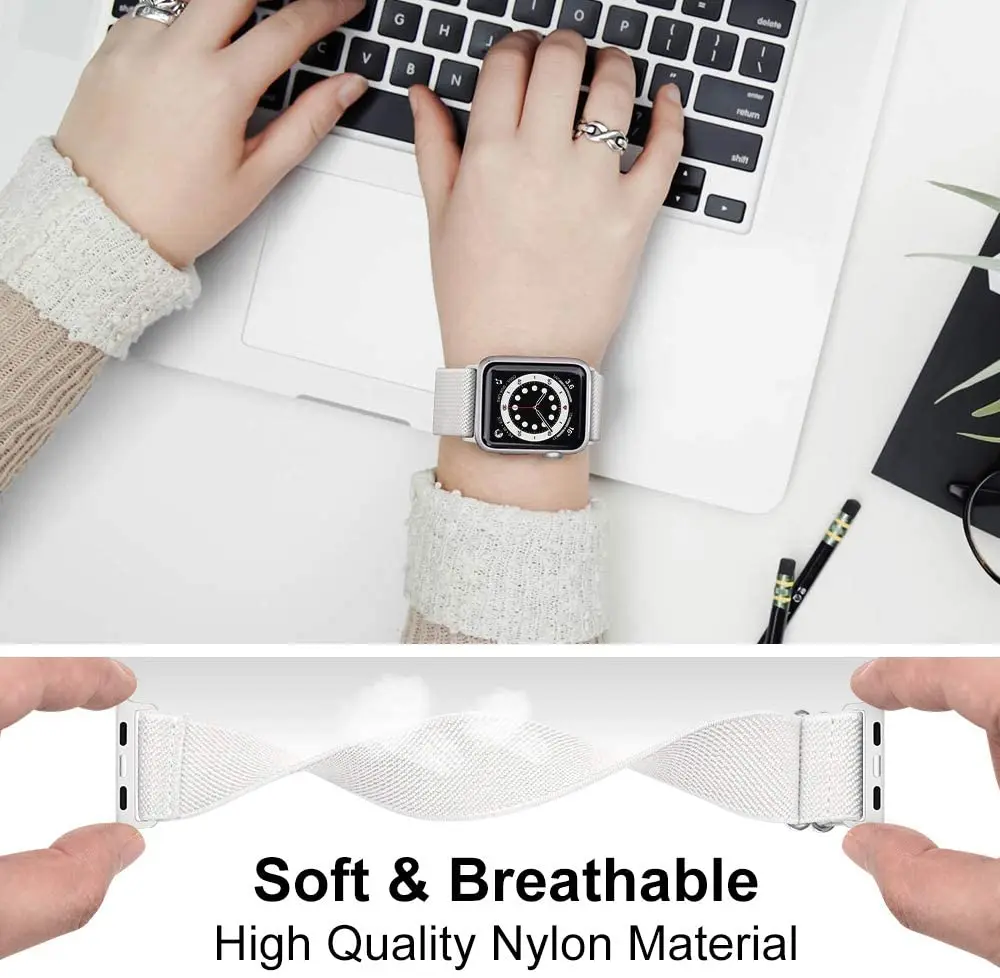 Solo Loop Nylon Strap for Apple Watch Band 45mm 41mm 44mm 40mm 42mm 38mm, Elastic Scrunchie Bracelet Correa for iWatch 7SE654