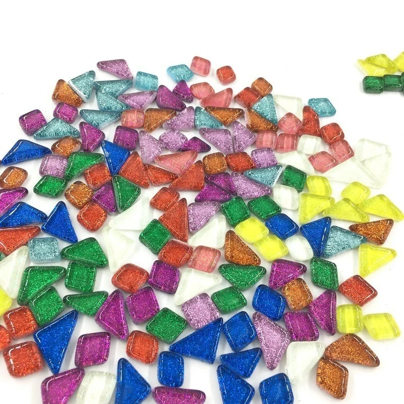 150g штук ассорти Цвет треугольник ромбовидная блестящая Стекло мозаика Плитки